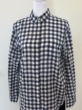 J. Crew Black and White Gingham Button-Down Shirt